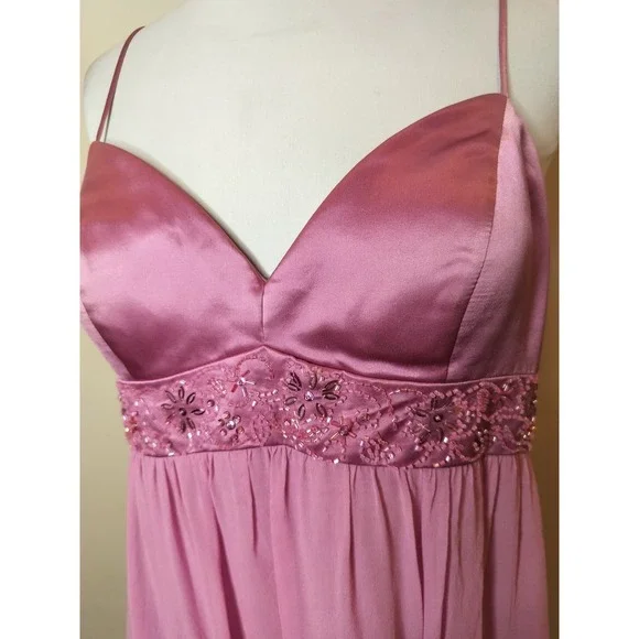 OC OC Silk Chiffon Beaded Dress Strappy Back Princess Y2K Fairy Whimsy Prom - Picture 5 of 16